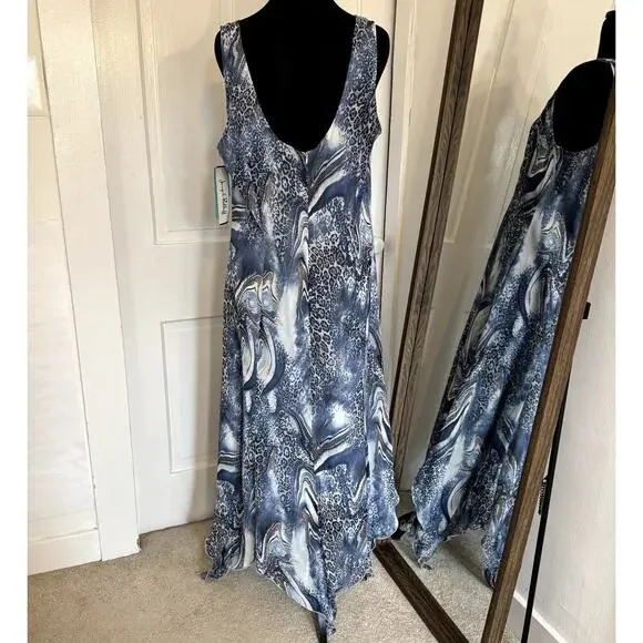 Never Worn Vintage Deadstock Y2K Leopard Blue Joseph Ribkoff Dress Size 14 - Picture 6 of 7